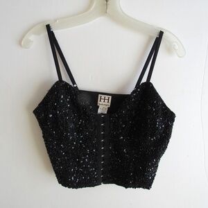 Haute Hippie Bustier Black Sequins SZ Large Party Festival
